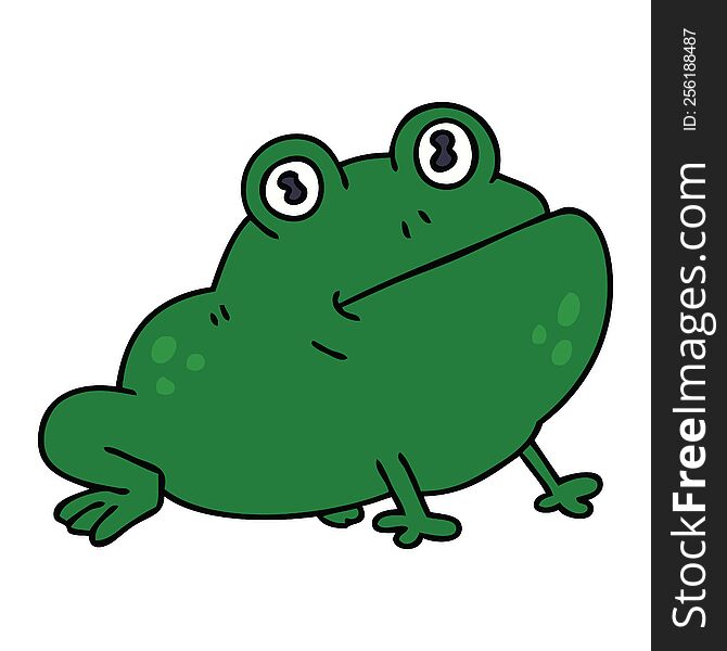 hand drawn quirky cartoon frog. hand drawn quirky cartoon frog
