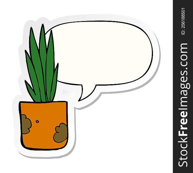 cartoon house plant with speech bubble sticker