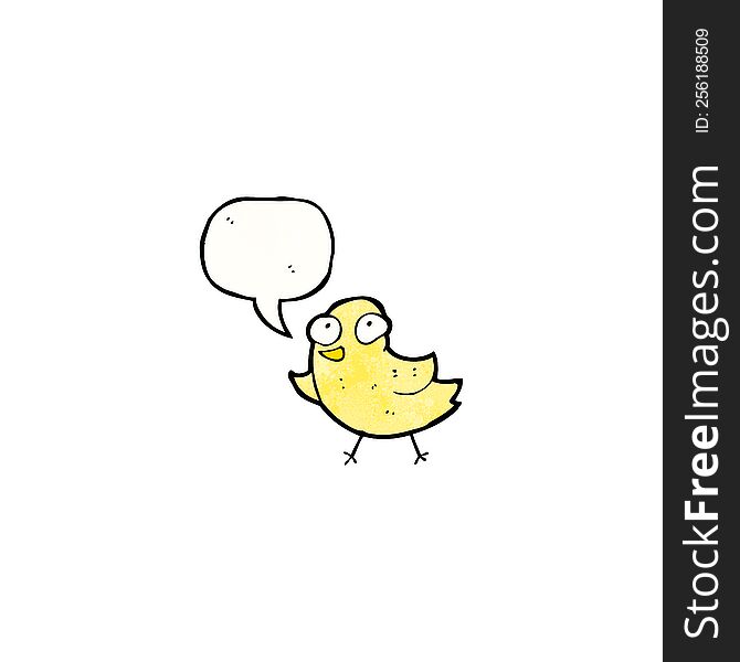 Cartoon Funny Bird With Speech Bubble