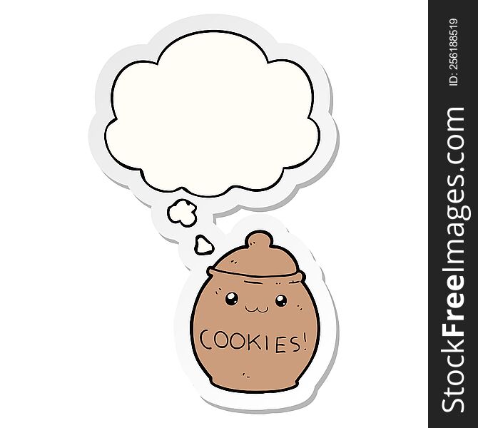 Cartoon Cookie Jar And Thought Bubble As A Printed Sticker
