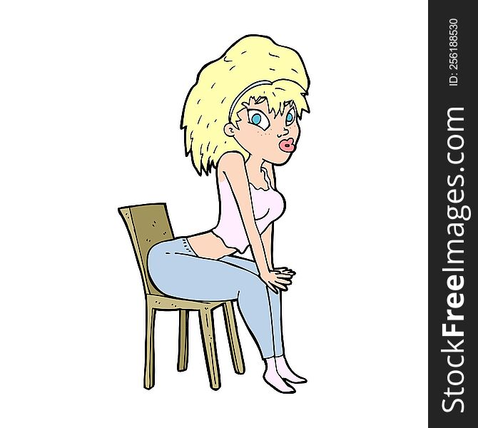 cartoon woman posing on chair