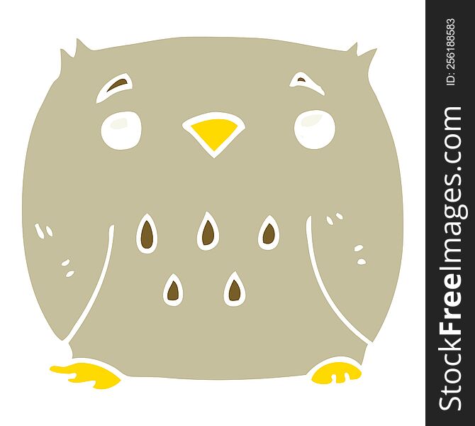 Flat Color Style Cartoon Owl