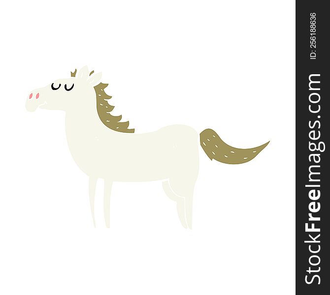 Flat Color Illustration Of A Cartoon Horse