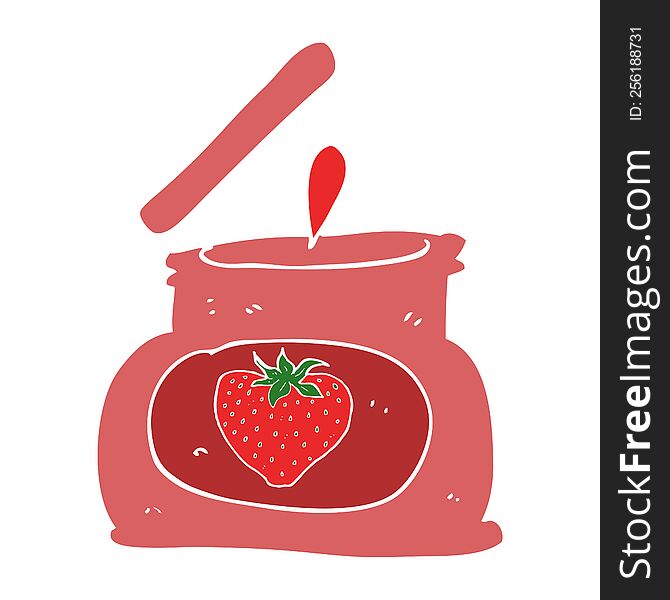Flat Color Illustration Of A Cartoon Popping Jar Of Jam