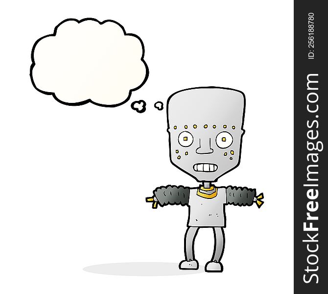 cartoon robot with thought bubble