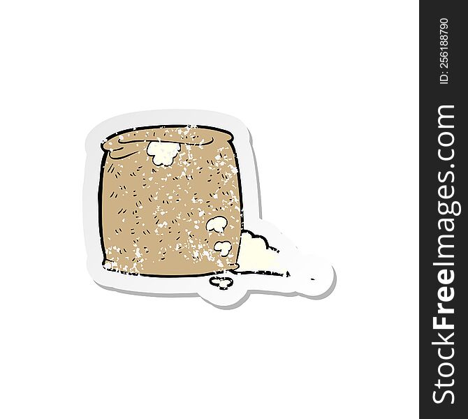 Retro Distressed Sticker Of A Cartoon Flour
