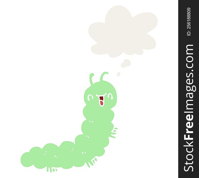 Cartoon Caterpillar And Thought Bubble In Retro Style