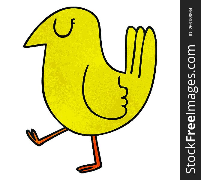 hand drawn quirky cartoon yellow bird. hand drawn quirky cartoon yellow bird