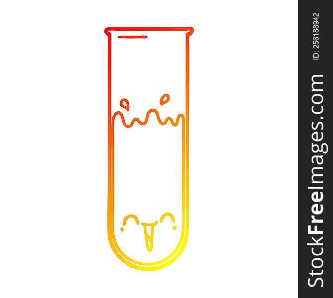 warm gradient line drawing of a cartoon happy test tube