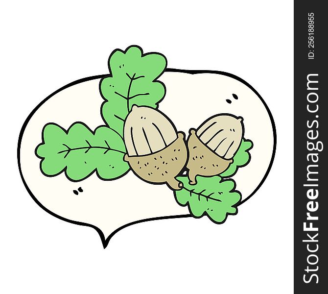 Speech Bubble Cartoon Acorns And Leaves