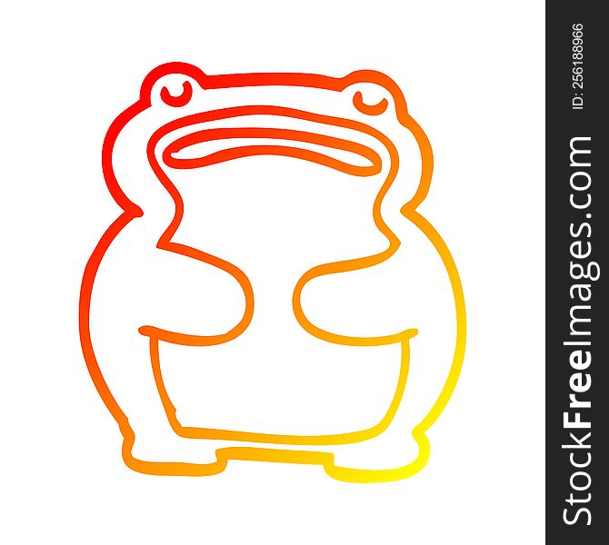 warm gradient line drawing cartoon frog