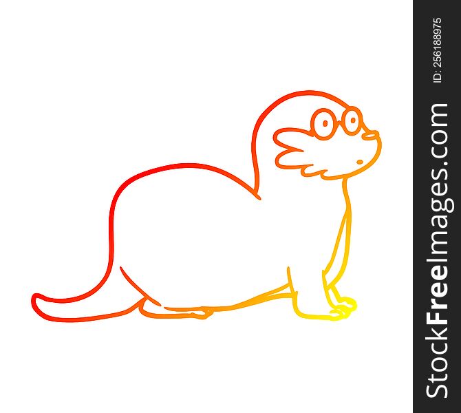 Warm Gradient Line Drawing Cartoon Otter