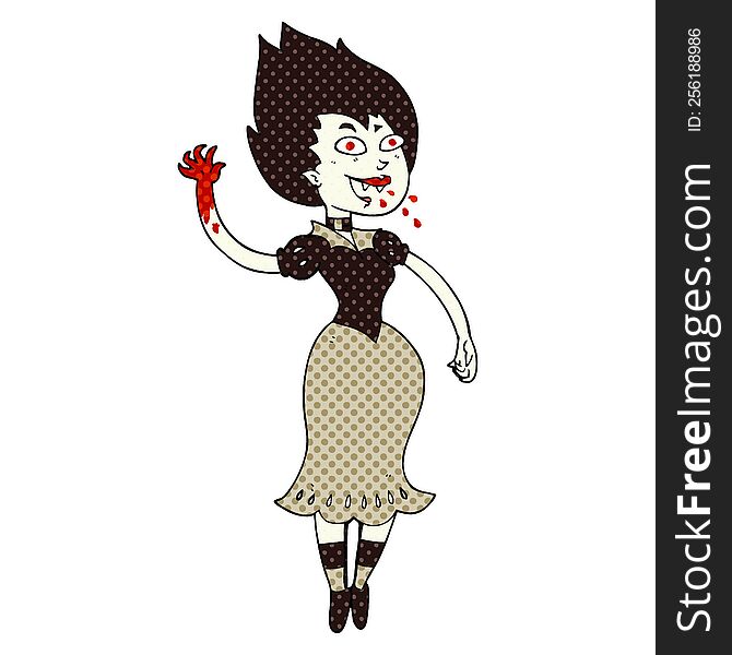 freehand drawn cartoon blood sucking vampire girl