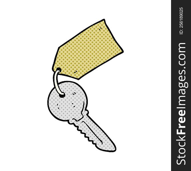 cartoon key with tag