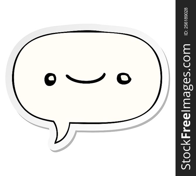 Happy Cartoon Face And Speech Bubble Sticker