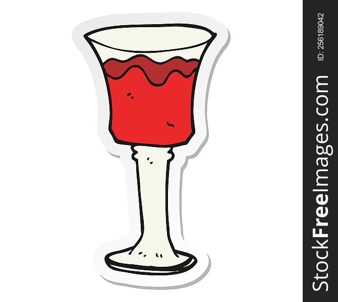 Sticker Of A Cartoon Goblet Of Wine