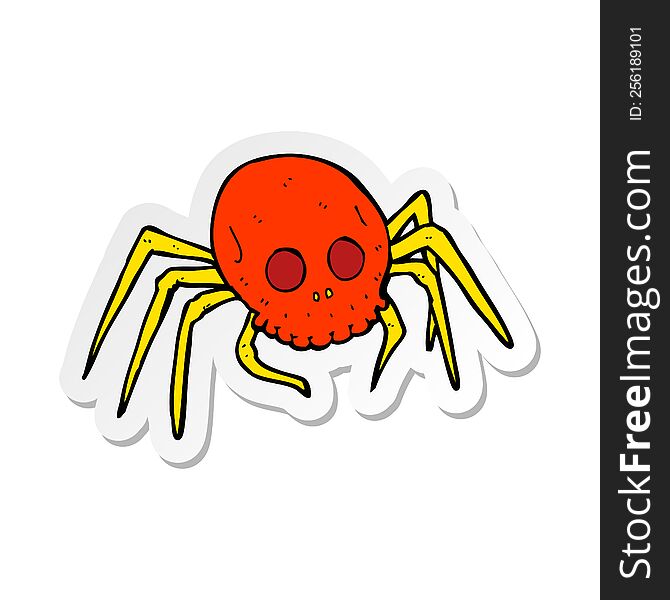 sticker of a cartoon spooky halloween skull spider