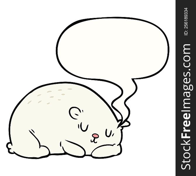 Cartoon Sleepy Polar Bear And Speech Bubble