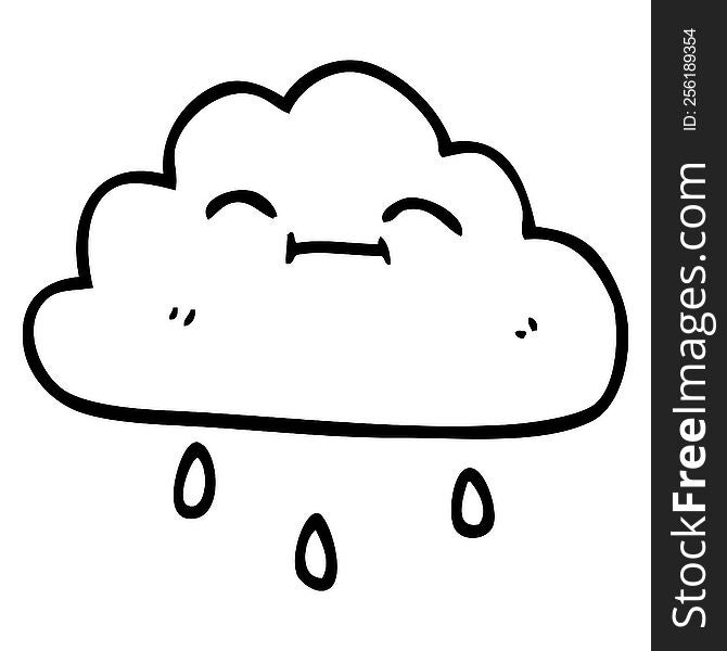 Line Drawing Cartoon Happy Rain Cloud