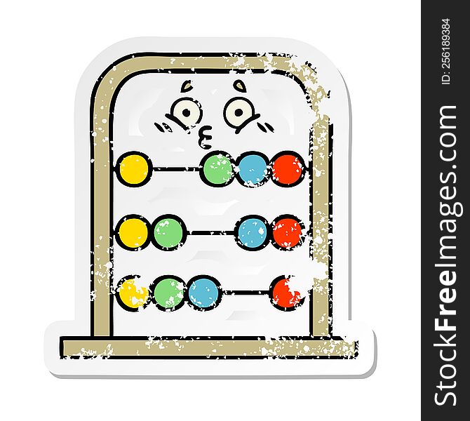 distressed sticker of a cute cartoon abacus