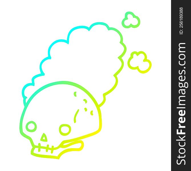 Cold Gradient Line Drawing Cartoon Dusty Old Skull