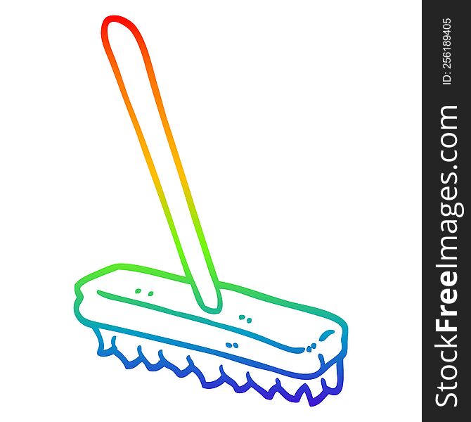 rainbow gradient line drawing of a cartoon sweeping brush