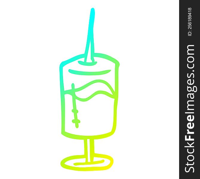 Cold Gradient Line Drawing Cartoon Of An Injection