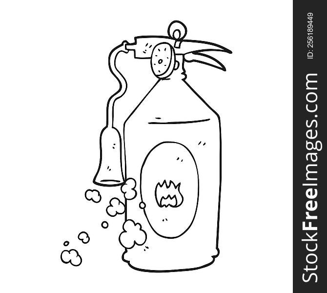 Black And White Cartoon Fire Extinguisher