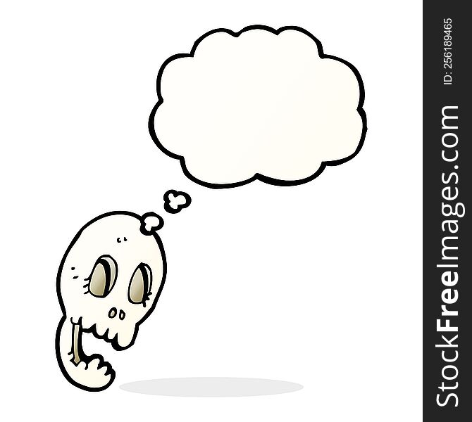 Funny Cartoon Skull With Thought Bubble