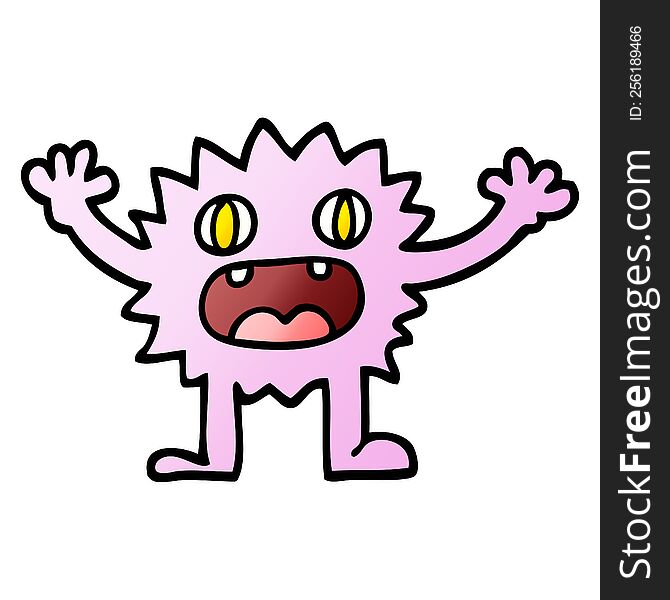 vector gradient illustration cartoon funny furry monster
