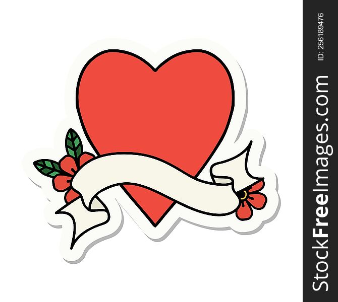 Tattoo Sticker With Banner Of A Heart