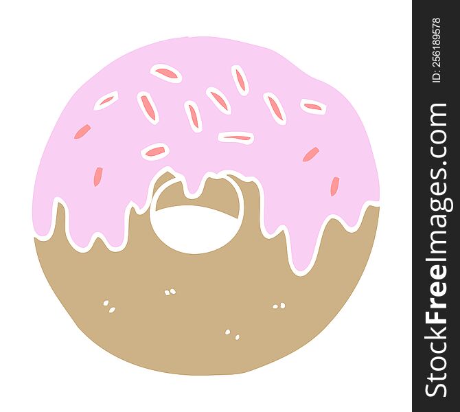 Flat Color Style Cartoon Donut