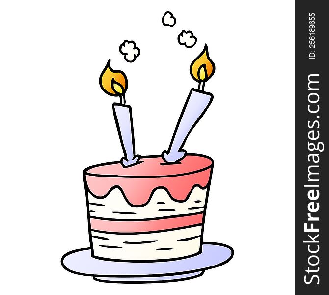 Gradient Cartoon Doodle Of A Birthday Cake