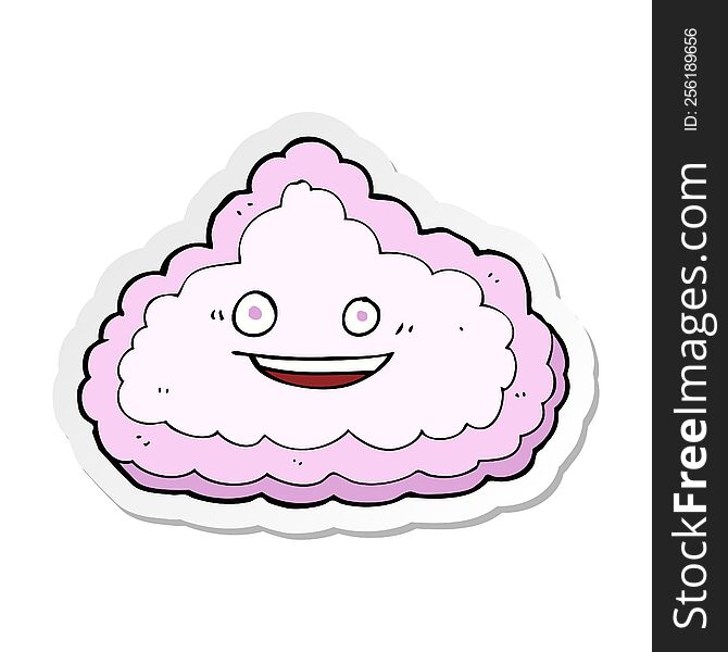 Sticker Of A Cartoon Happy Pink Cloud