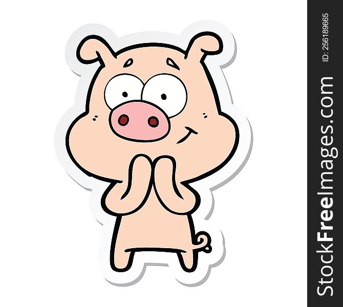 sticker of a happy cartoon pig