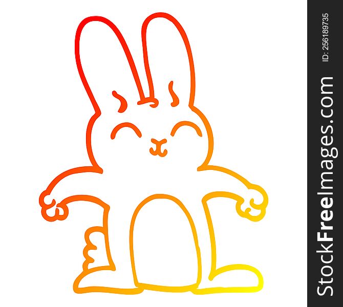 warm gradient line drawing of a cartoon grey rabbit