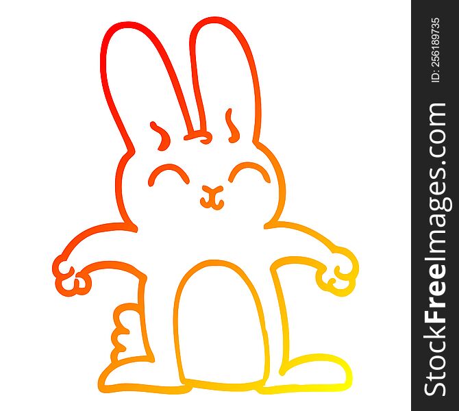 Warm Gradient Line Drawing Cartoon Grey Rabbit