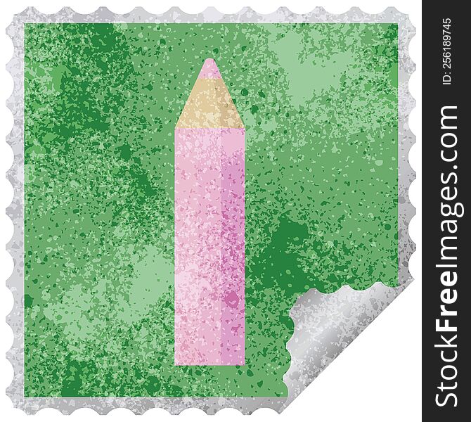 Pink Coloring Pencil Graphic Vector Illustration Square Sticker Stamp