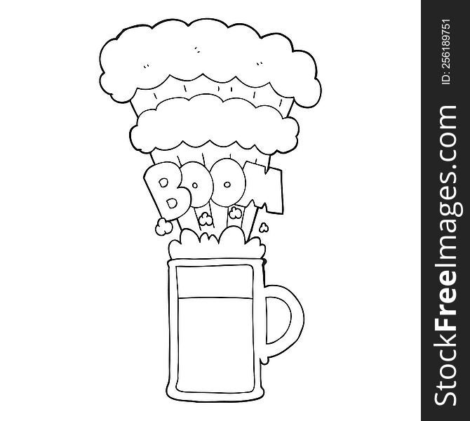 Black And White Cartoon Exploding Beer