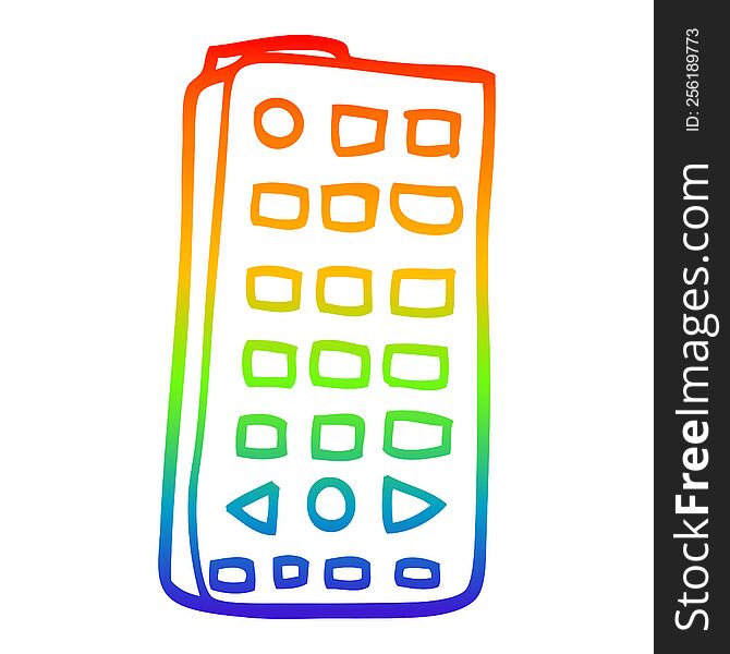 rainbow gradient line drawing of a cartoon remote control