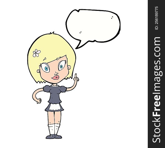 Cartoon Pretty Maid With Speech Bubble