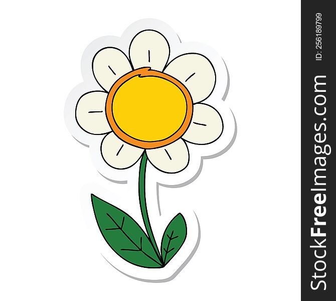 sticker of a quirky hand drawn cartoon daisy
