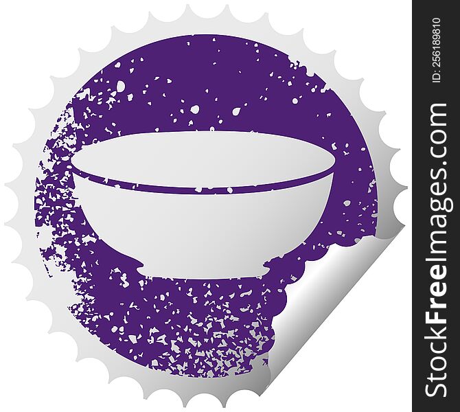 Quirky Distressed Circular Peeling Sticker Symbol Bowl