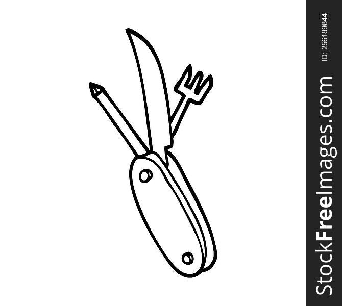 line drawing cartoon pen knife