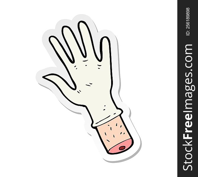 sticker of a cartoon hand with medical glove