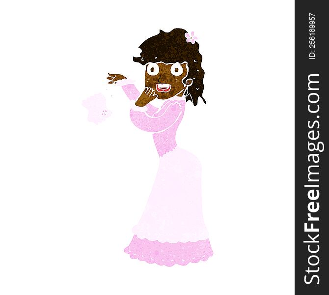 Cartoon Victorian Woman Dropping Handkerchief