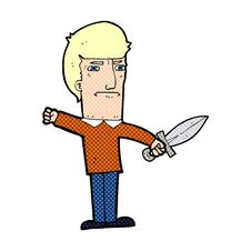 Cartoon Man With Knife Royalty Free Stock Photography