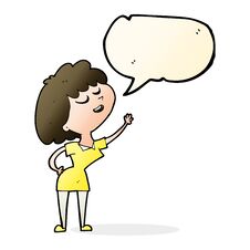 Cartoon Happy Woman About To Speak With Speech Bubble Stock Photography