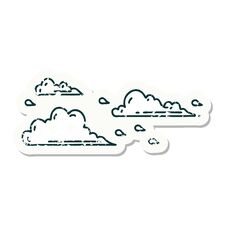 Grunge Sticker Of Tattoo Style Floating Clouds Royalty Free Stock Photography