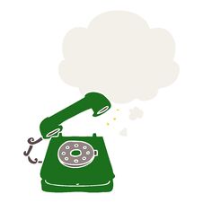 Cartoon Old Telephone And Thought Bubble In Retro Style Royalty Free Stock Photo